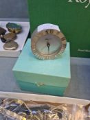 A Tiffany Atlas table clock with Roman numeral bezel
