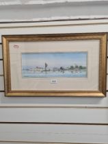 Of local interest; A watercolour of Portchester Castle, by Colin M Baxter, and an oil of boat by Cha