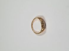 Antique 18ct yellow gold Gypsy ring set with graduating old cut diamonds, size J, marks worn, approx