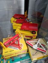 Vintage Dinky trailers to include 322 Disc harrow (5)
