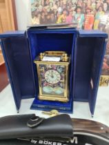 A Halcyon Days The Astrological Millennium carriage clock having an enamel dial with signs of the Zo