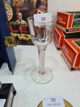 A late 18th early 19th Century wine glass having air twist stem, 14.5cm