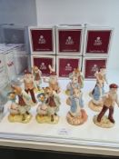 Twelve Royal Albert Beatrix Potter figures to include 4 each of Peter Rabbit, Mr McGregor and Jemima