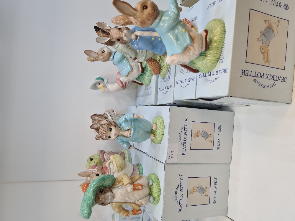 11 large Royal Albert Beatrix Potter figures to include 2 of Peter Rabbit, all boxed