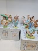 11 large Royal Albert Beatrix Potter figures to include 2 of Peter Rabbit, all boxed