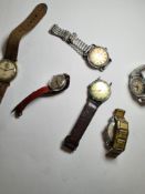 Quantity of vintage gents wristwatches to include Timex, Nivada, Roamer, Cyma, etc