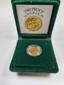 The Royal Mint; A cased Proof Full Sovereign, dated 1980, Elizabeth II & George & the Dragon, encaps
