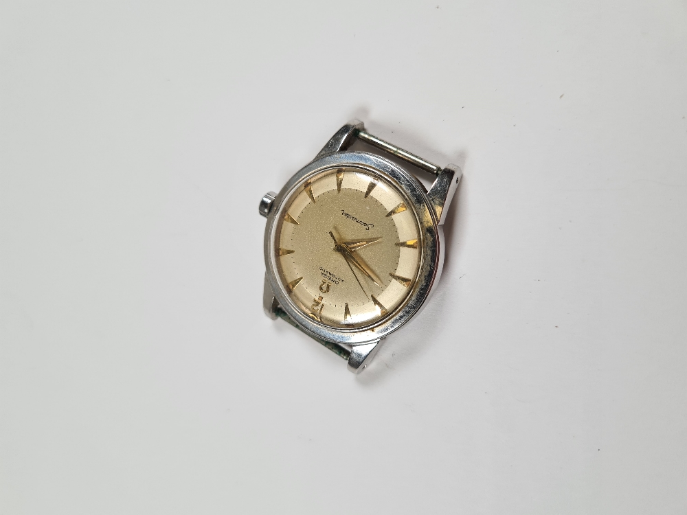 Omega; A Stainless steel gent's Omega Seamaster watch head with champagne dial and gold baton marker - Image 3 of 10