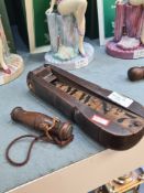 A 19th century, wooden rattle possibly military gas alarm or bird scarer the painted lettering ST. M
