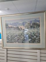 A limited edition pencil signed print titled Morning Fields, by Caroline Sykes, 104/300, 101cm x 70.