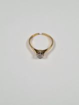 18ct yellow gold solitaire diamond ring in illusion setting, approx 0.10 carat, 18ct gold band marke