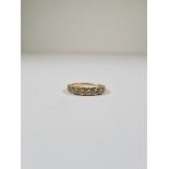 18ct yellow gold half eternity ring set, set with 7 round cut diamonds, marked 750, size Q, approx 3