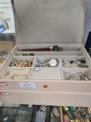 Two stackers cases containing mixed costume jewellery including Gucci stainless steel wristwatch, si