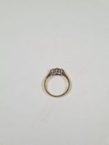 18ct yellow gold trilogy ring, three brilliant round cut diamonds, approx 0.25 carat total, marked 7