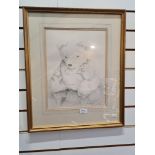 Wendy Trinder, a pencil drawing titled "Pooh" signed with gallery label on reverse 1986  29 x 38cm