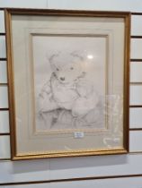 Wendy Trinder, a pencil drawing titled "Pooh" signed with gallery label on reverse 1986  29 x 38cm