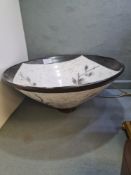 A modern art pottery ceramic bowl by John Evans, Southern ceramic group size 37cm