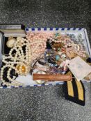 Tray mixed costume jewellery including simulated pearls, brooches, cameo brooches, etc