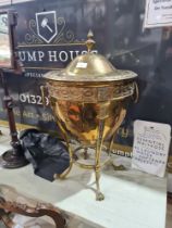 A decorative brass urn shaped coal box, circa 1900 with domed lid