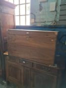 An old camphor wood chest, having brass handles and corners, 100cm