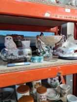 A mixed lot to include two Danbury Mint oriental ladies, a porcelain group of Dolphins by Lennox and