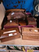 Mixed wooden boxes and sundry