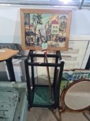 A selection of furniture including stick stand, selection of pictures and prints and architectural d