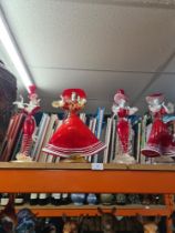 A pair of Murano red and clear glass Flamenco dancers and two similar examples (4)