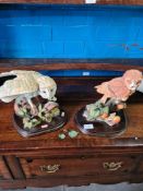 Country Artists, a figure of Barn Owl with boot and mouse and one other of Tawny Owl with cider appl