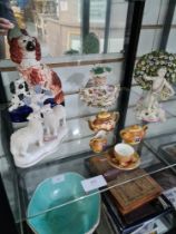 Four items of miniature Coalport teaware decorated fruit and sundry