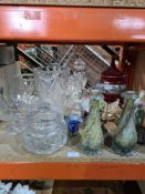 Mixed glassware clear and coloured and other sundry items