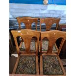 Four 1920 style tapestry seated dining chairs