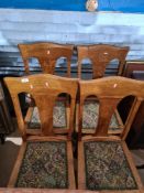 Four 1920 style tapestry seated dining chairs