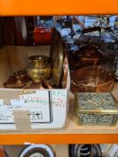 A quantity of copper and brass items