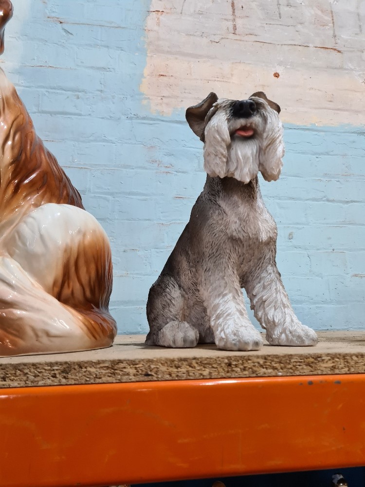 A large Italian pottery figure of seated St Bernard dog and 2 other resin dogs - Image 3 of 4
