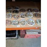20 various Prattware pot lids to include examples titled 'The Seven Ages of Man' and a pretty Kettle
