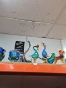 A quantity of Murano style glass items to include two similar ducks and a dog (7)