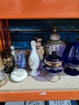 A mixed lot to include a miner's lamp, glassware and sundry