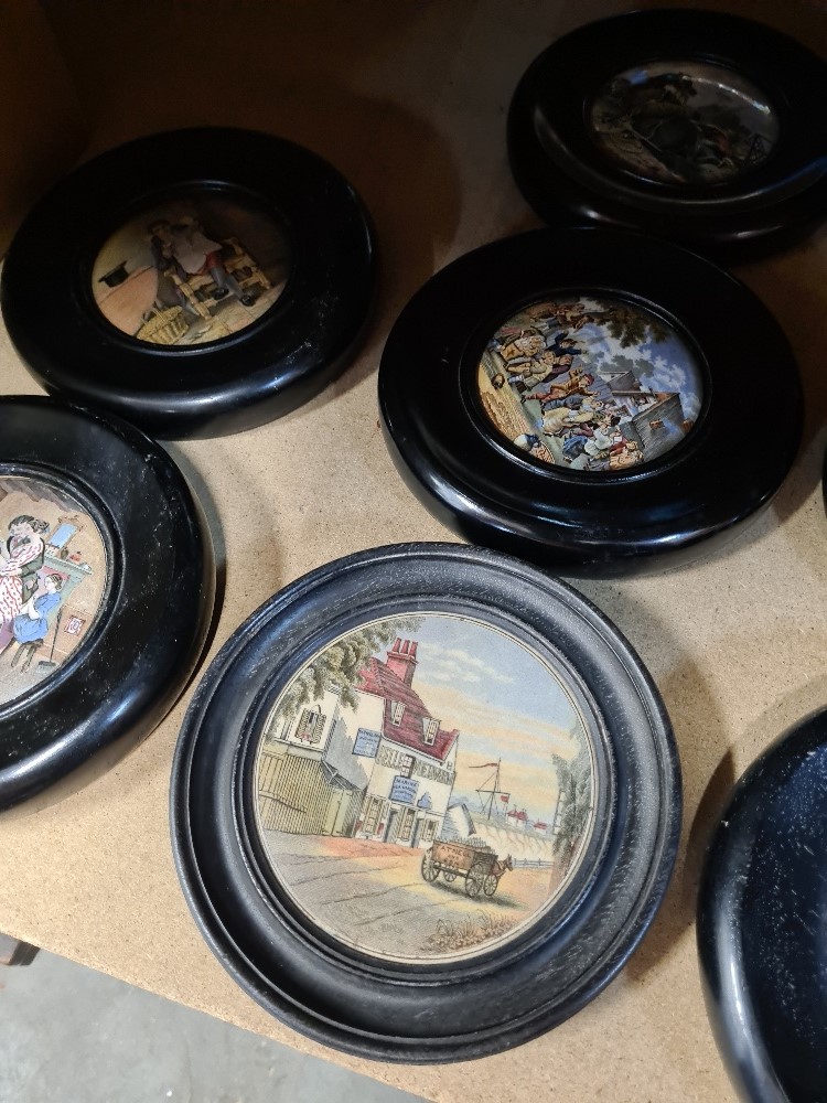 11 Framed Prattware pot lids to include "A letter from the Diggins" - Image 3 of 3