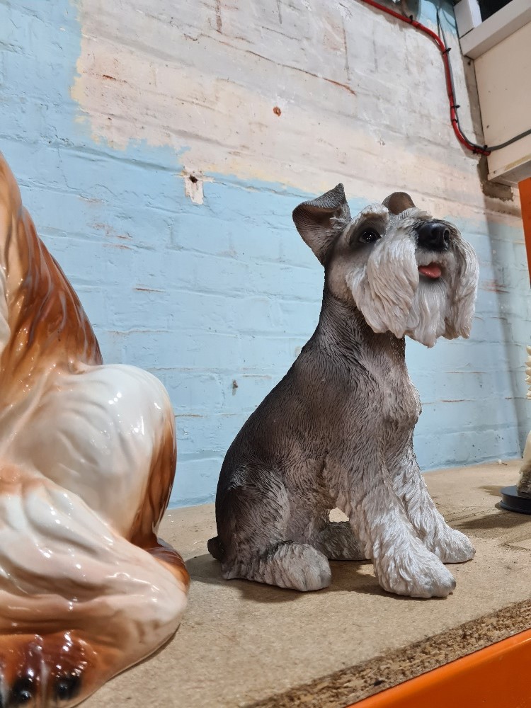 A large Italian pottery figure of seated St Bernard dog and 2 other resin dogs - Image 4 of 4