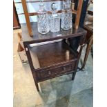 An antique oak two tier table having one drawer, 54.5cm