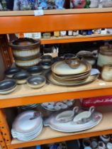 A quantity of Old Forge Pottery from Rowlands Castle to include dinnerware and a bread bin