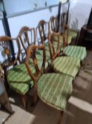 8 inlaid shield back chairs with attached receipts