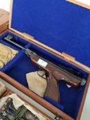 A .177 Air Pistol possibly a Diana example, marked Original Model 5 with home -made gun cleaning kit