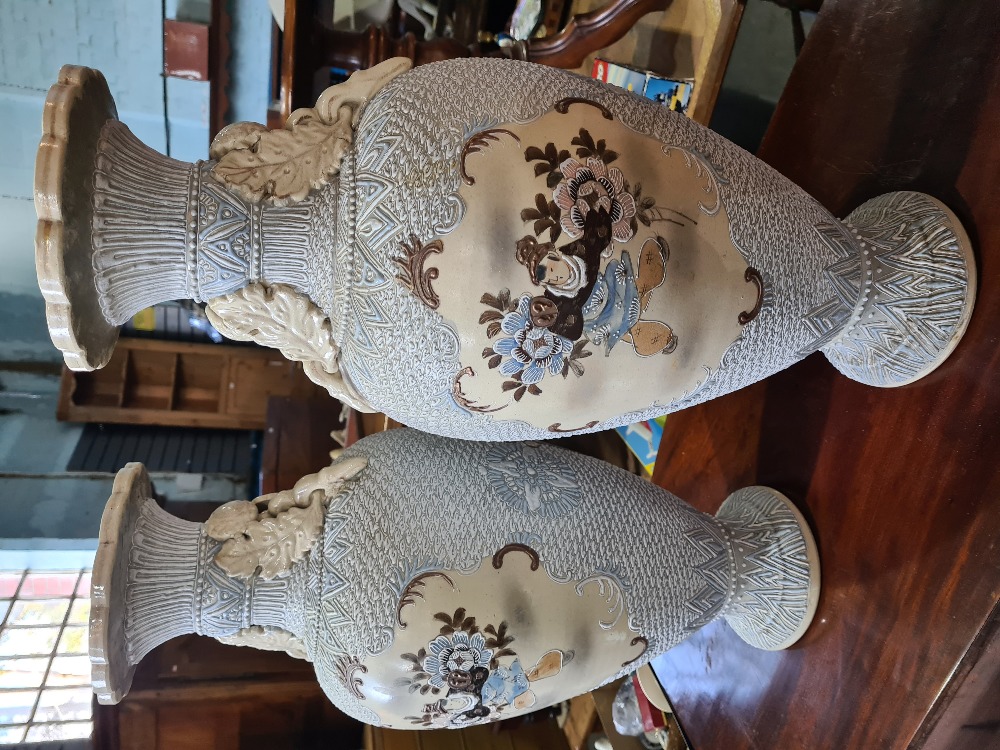 A large pair of Japanese Satsuma vases, 20th century, 65cms - Image 2 of 5