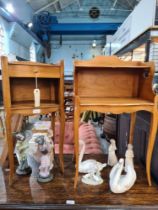 Two French bedside tables, one having drawer