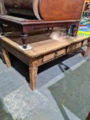 A large French style coffee table with 3 drawers either side, 154cm