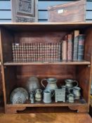 A mixed lot of antiquarian books, pewter tankards, a miniature chest and sundry