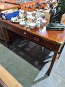 A reproduction mahogany two drawer side table
