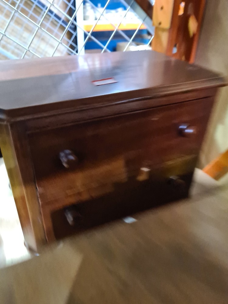 A Victorian Burr Walnut desk slope having brass corners and a small mahogany chest - Image 3 of 3